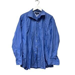 Tommy Hilfiger Size 17 1/2 Blue Regular Fit Long Sleeve Button Down Shirt